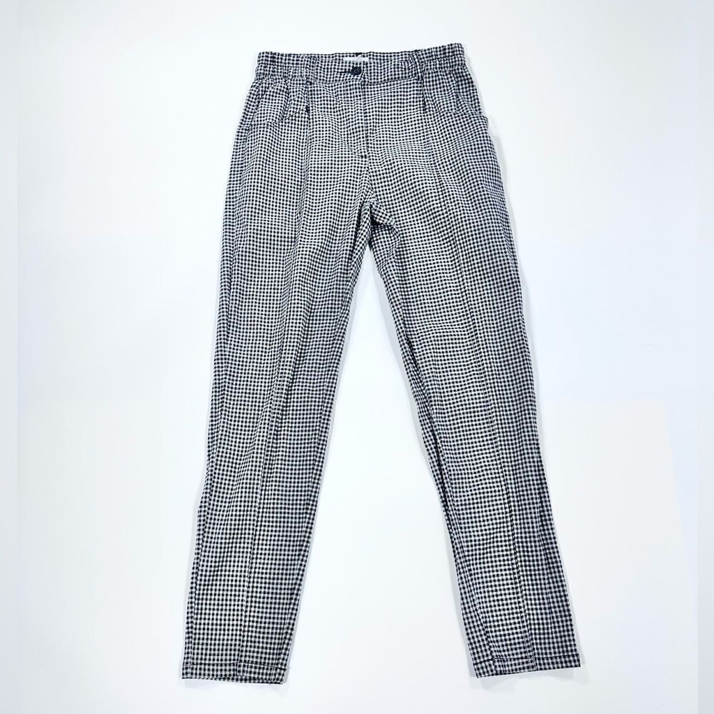 Silence + Noise gingham black and white plaid trouser pant 0